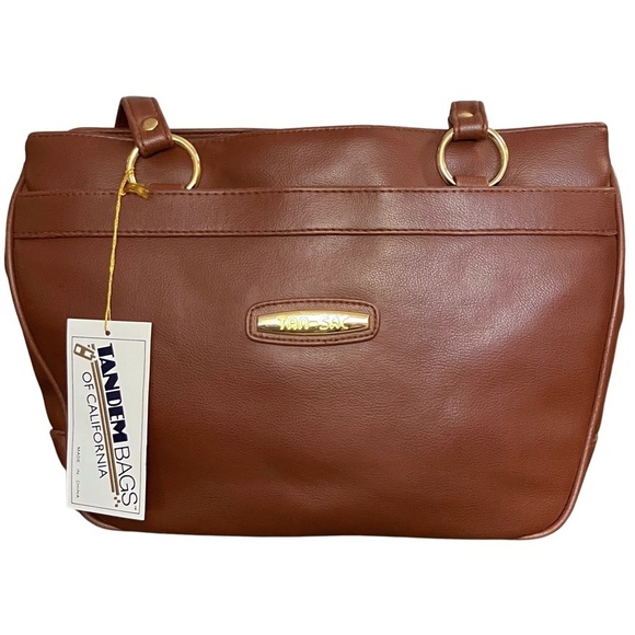 Vintage Handbags - Vtg 90s Tandem of California TanSac Large Brown Shoulder Bag. Genuine leather.
